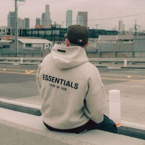 New Essentials Fear of God Hoodie- Light Oatmeal